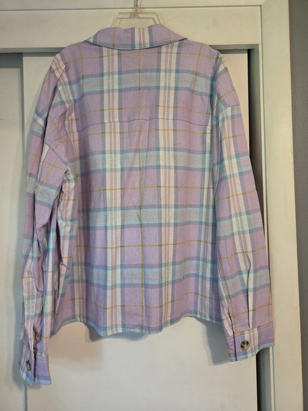 No Boundaries Pastel Plaid Button-Front - Lavender Multi - Picture 3 of 6